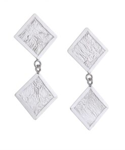 Double Triangle Textures Earring 2. Reticulated silver earring .925
